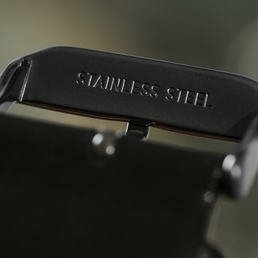 black leather watch band