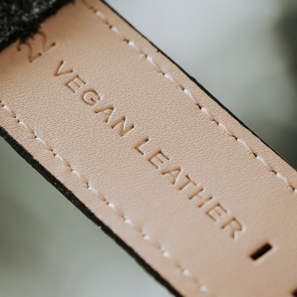 vegan black leather watch band