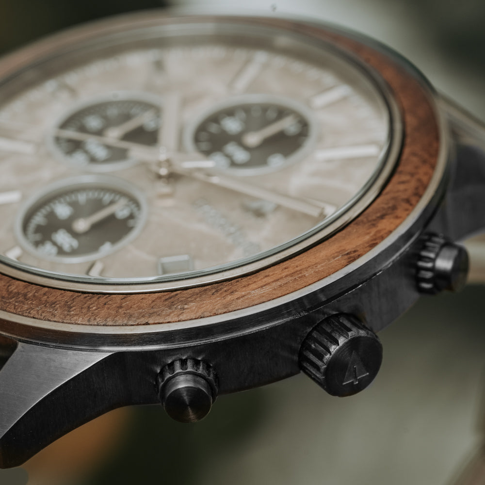 Quest Walnut Marble Grey Men's Wooden Watch