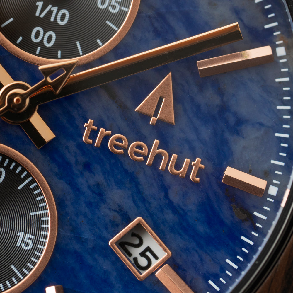 Quest Blue Marble Ebony Men's Wooden Watch
