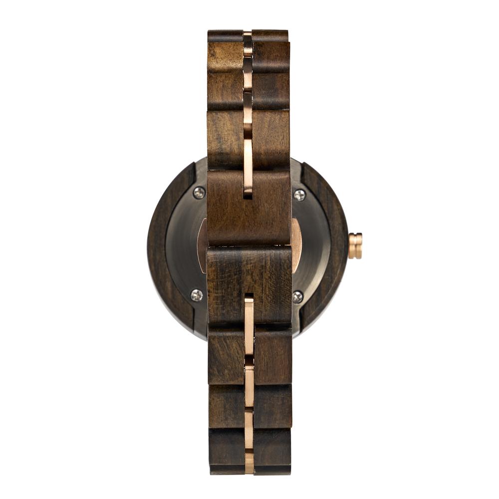 Theory Rose Ebony Blue Marble Women's Wooden Watch