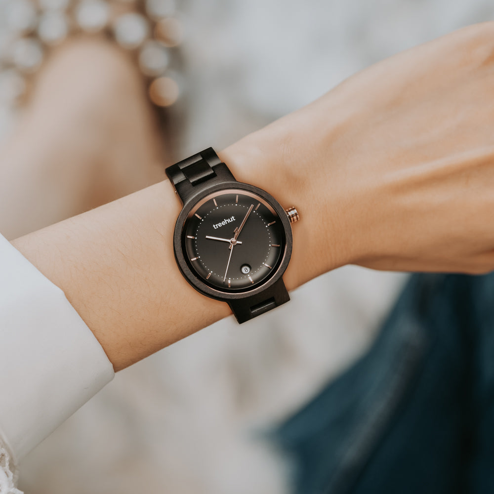 Theory Ebony Black Women's Wooden Watch