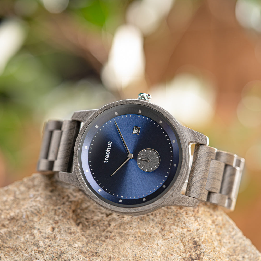 Alpine Grey Maple Blue Men's Wooden Watch