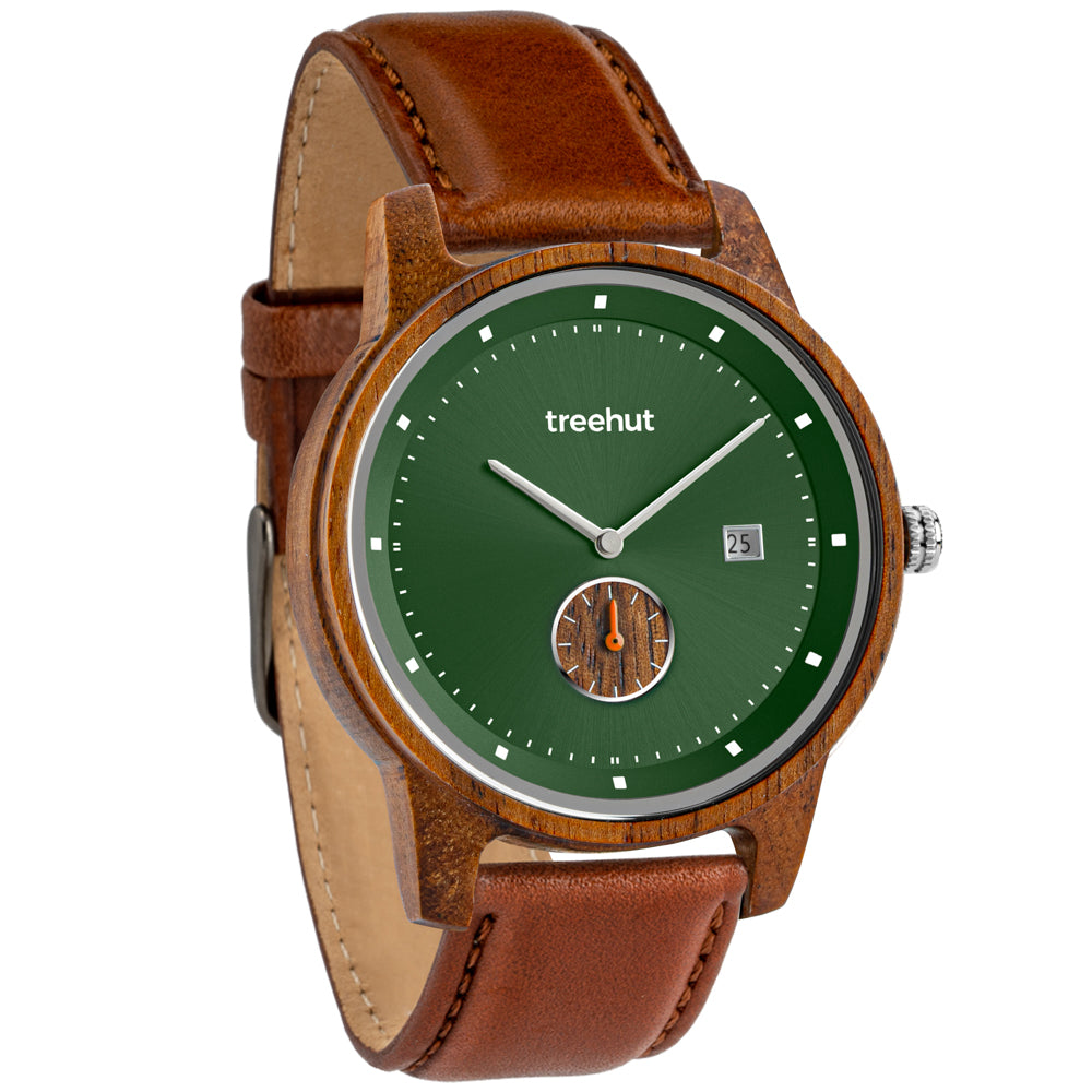 Alpine Koa Green Cognac Wooden Men's Watch