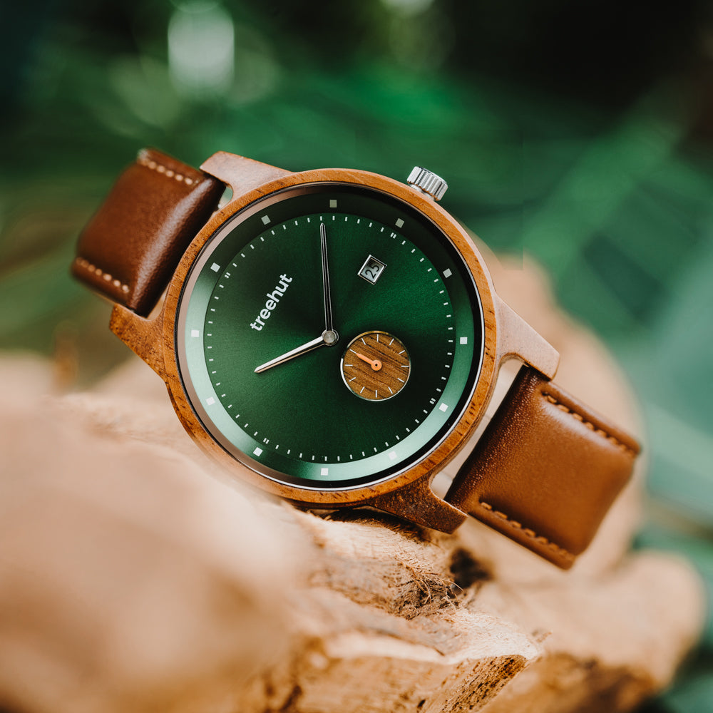Alpine Koa Green Cognac Wooden Men's Watch