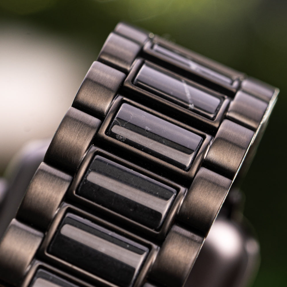 men’s Apple Watch band made from wood and marble
