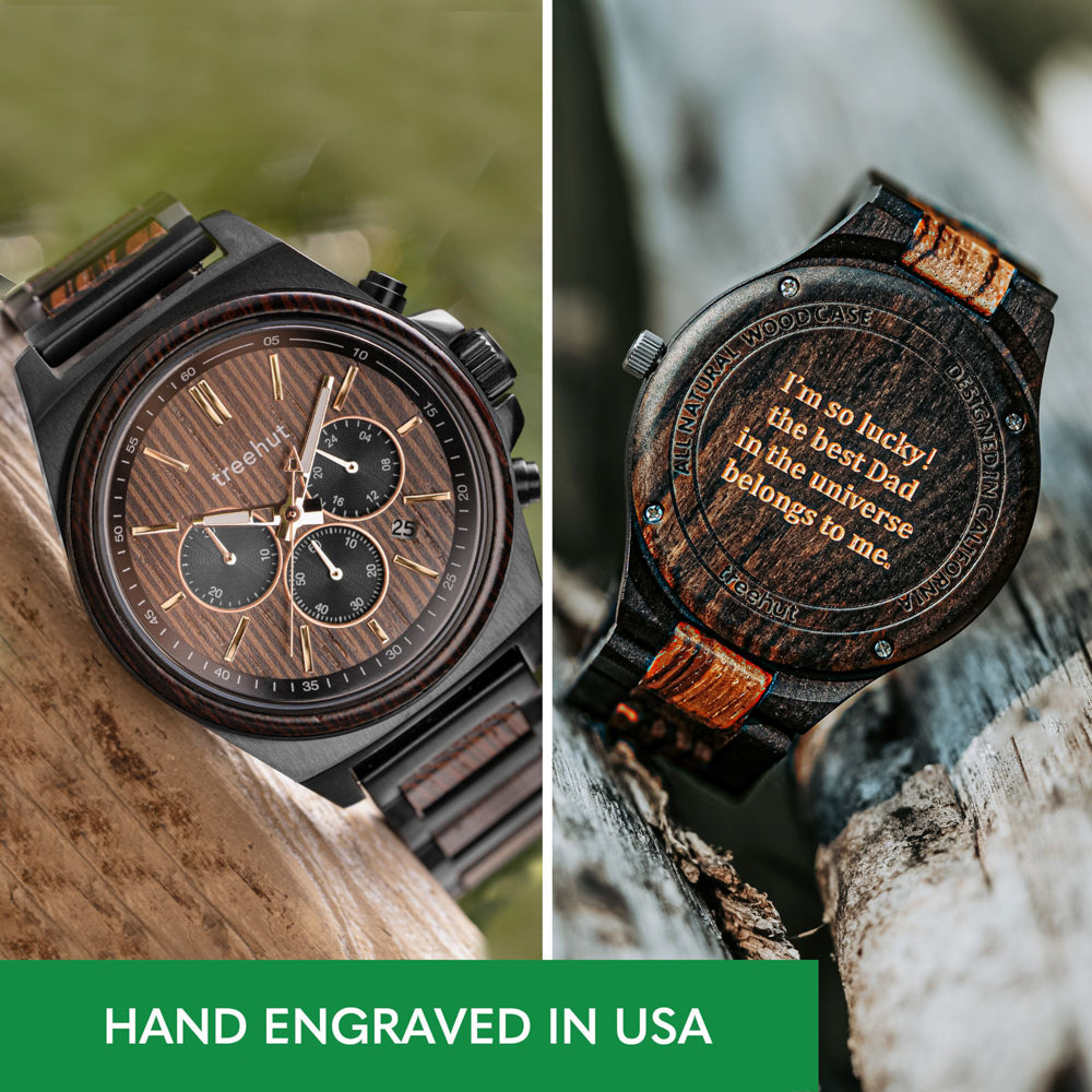 Aster Burgundy Wenge Men's Chrono Stainless Steel Wooden Watch