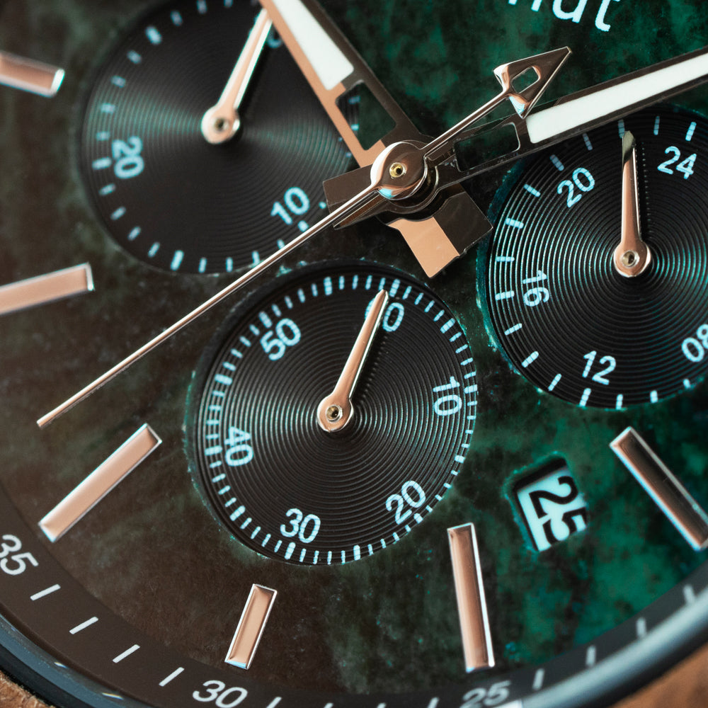 Aster Green Marble Walnut Men's Chrono Stainless Steel Wooden Watch