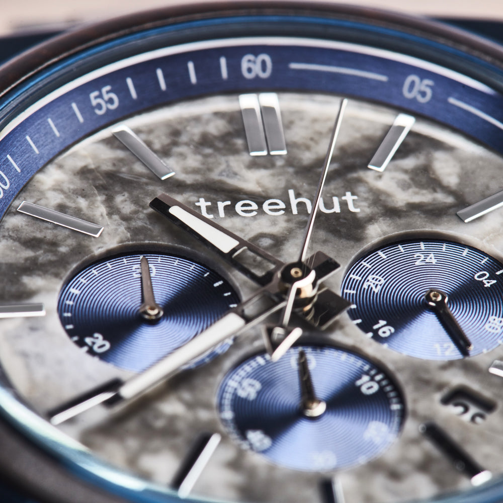 Aster Marble Ebony Black Men's Chrono Stainless Steel Wooden Watch