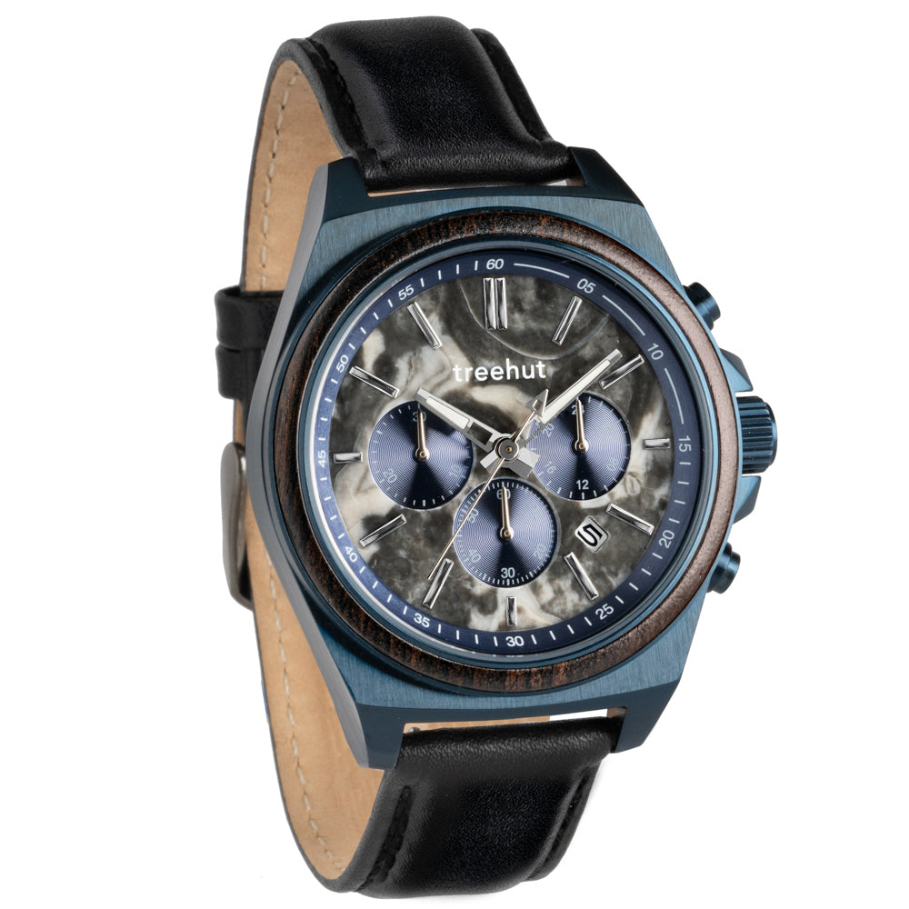 Aster Marble Ebony Black Men's Chrono Stainless Steel Wooden Watch