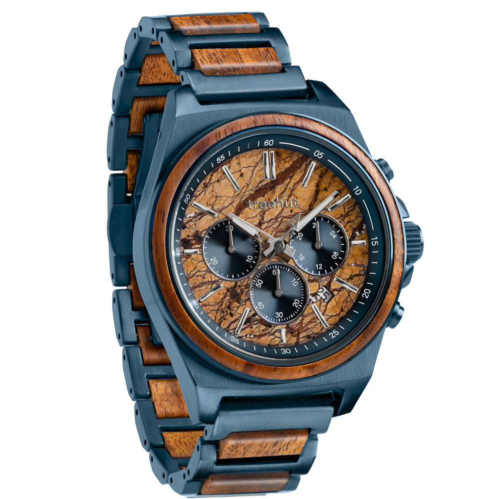 Aster Sandstone Koa Men’s Chrono Stainless Steel Wooden Watch
