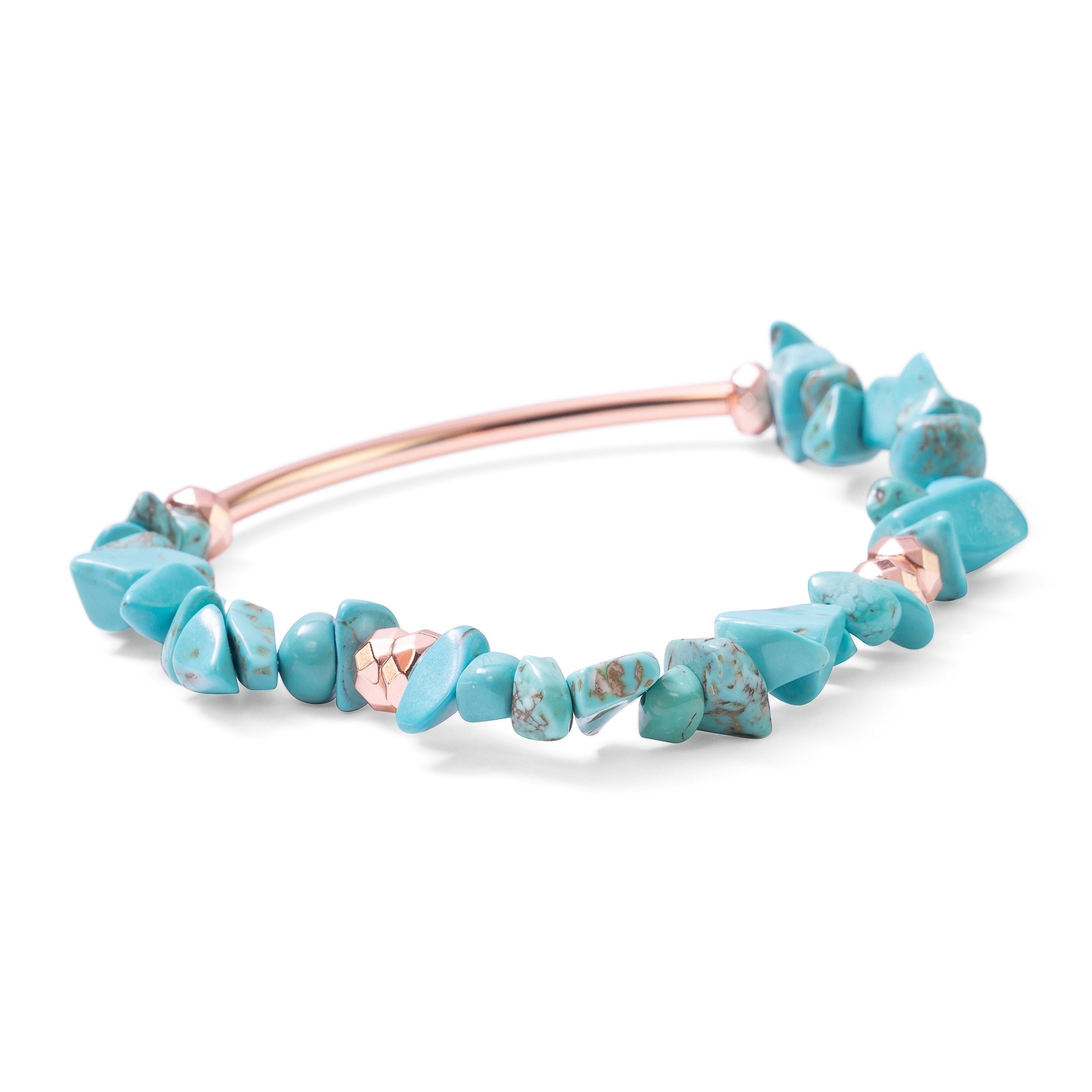 rose gold bracelet with turquoise stones