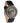 Bay Ebony Grey Black Leather Men's Stainless Steel Wooden Watch
