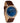 Bay Walnut Blue Brown Leather Men's Stainless Steel Wooden Watch