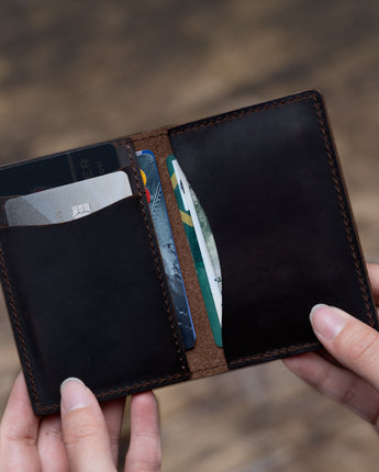 Black Bi-Fold 5-Pocket Wallet Men's Genuine Leather Wallet