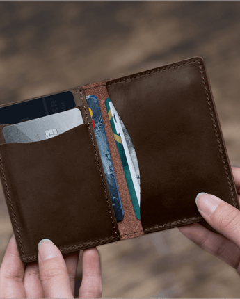 Brown Bi-Fold 5-Pocket Wallet Men's Genuine Leather Wallet