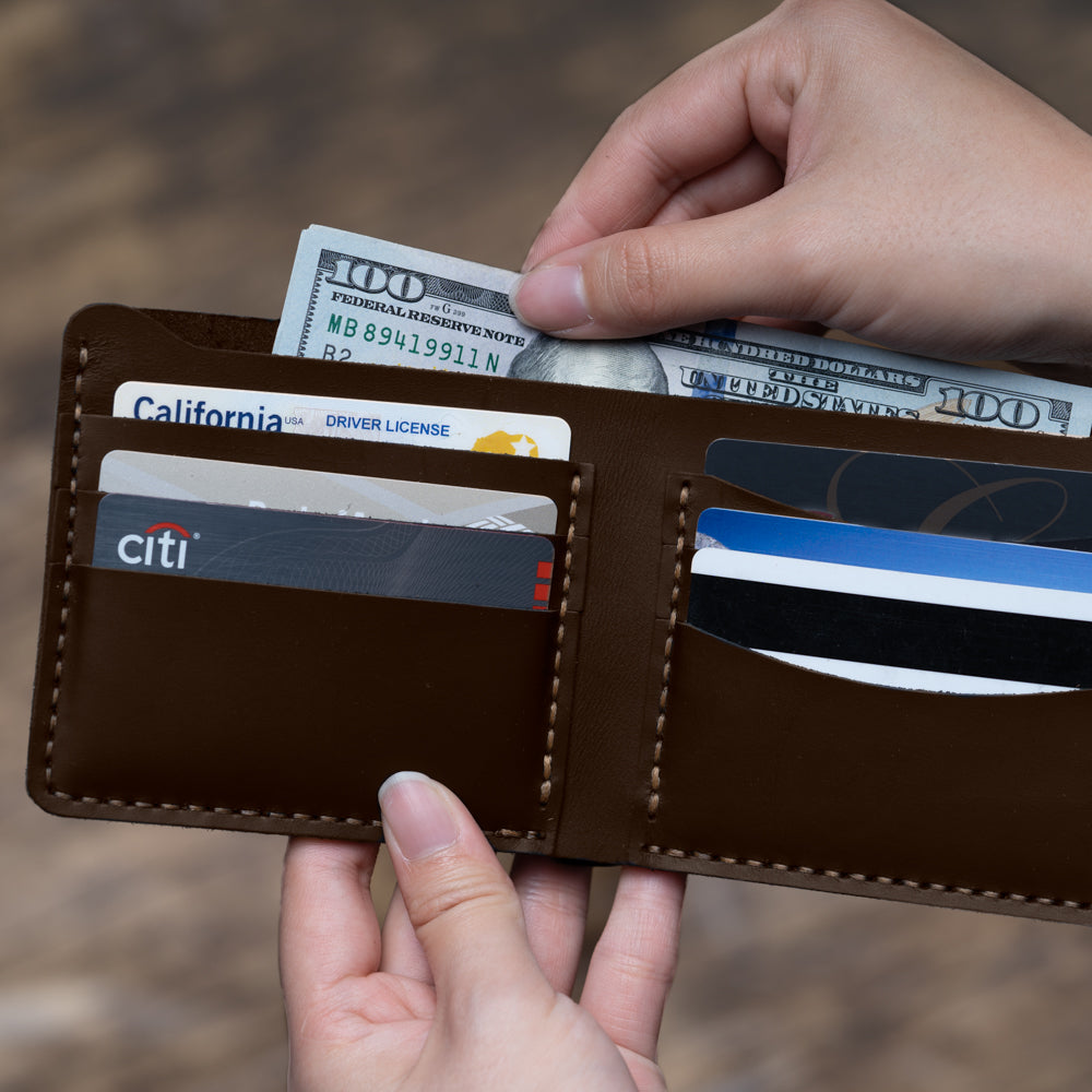 Brown Bi-Fold Horizontal Wallet Men's Genuine Leather Wallet