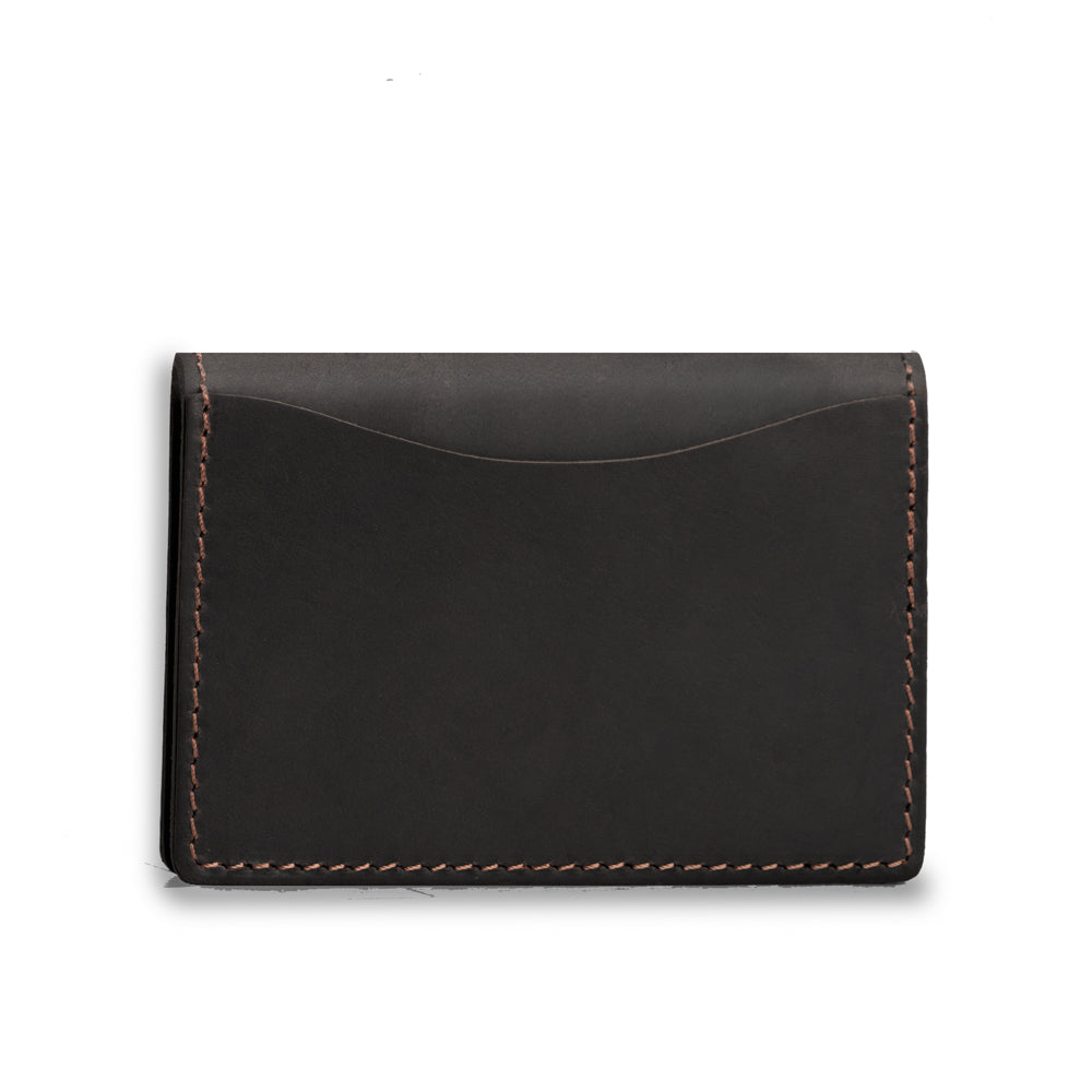 Black Bi-Fold 5-Pocket Wallet Men's Genuine Leather Wallet