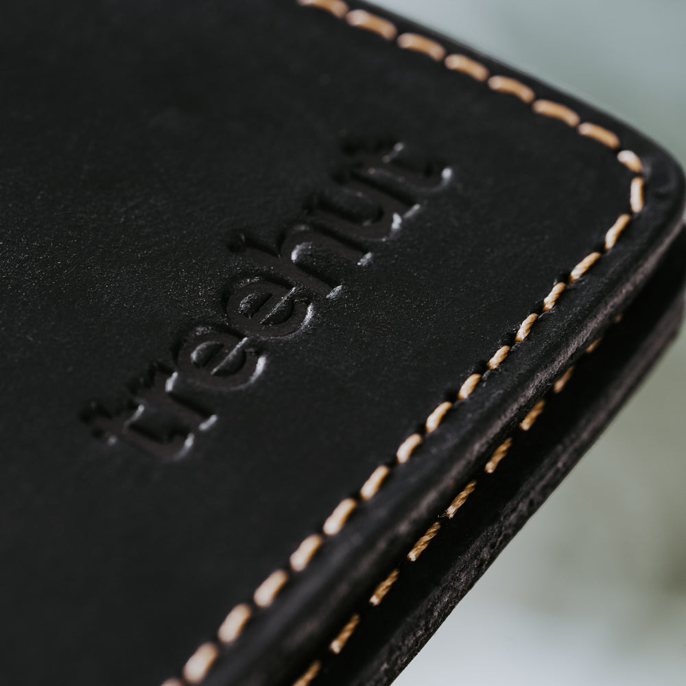 black leather bifold wallet