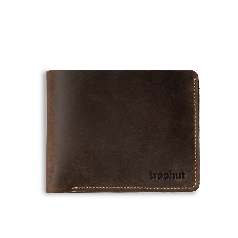 Brown Bi-Fold Horizontal Wallet Men's Genuine Leather Wallet