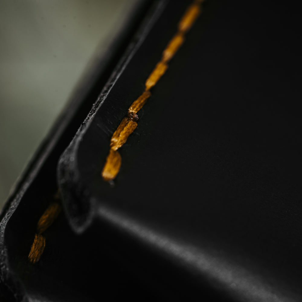 Black Bi-fold Passport Folio Men's Genuine Leather Wallet