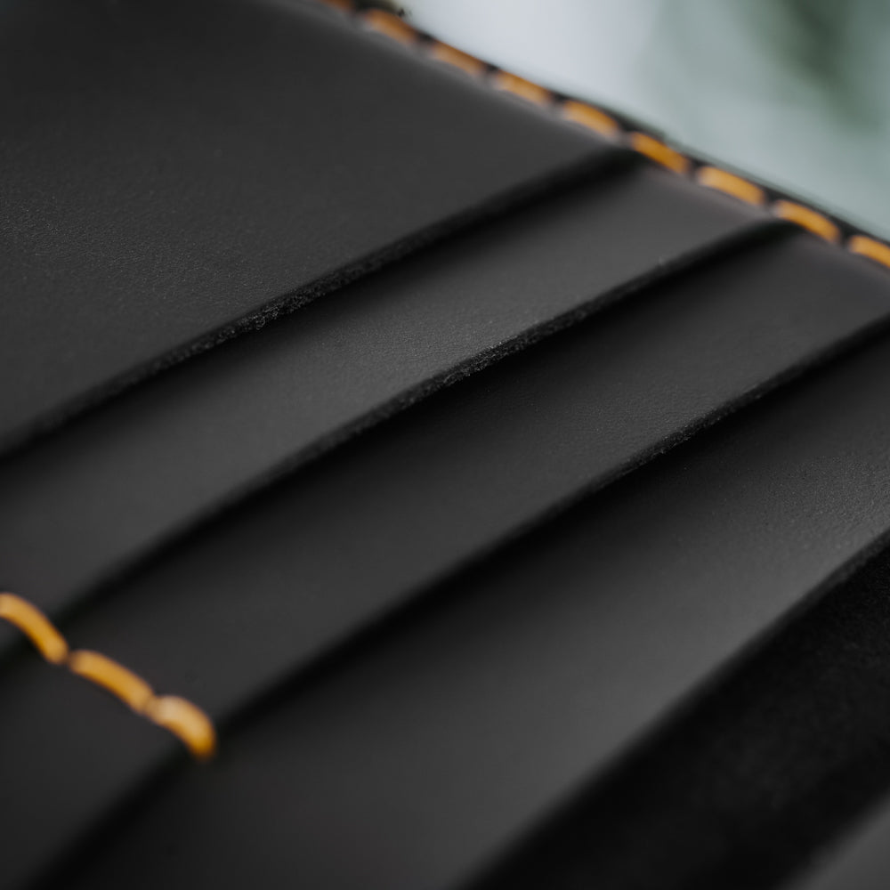 Black Bi-fold Passport Folio Men's Genuine Leather Wallet