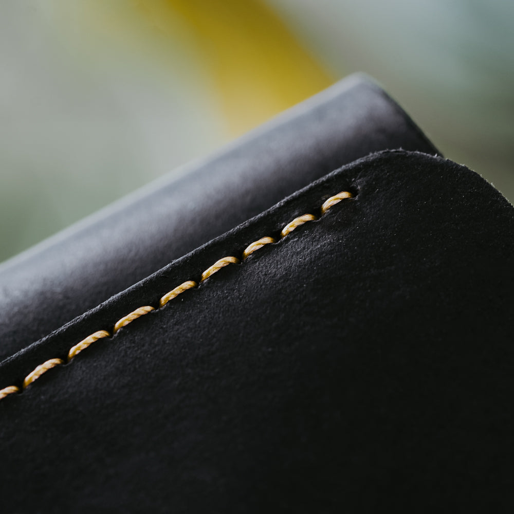 black leather trifold wallet
