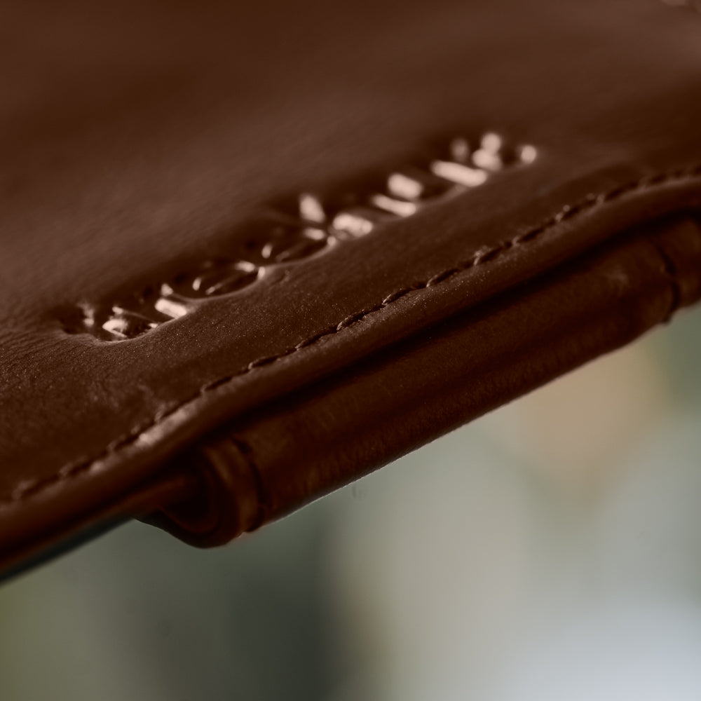 Brown Vertical Card Case With Clip Men's Genuine Leather Wallet