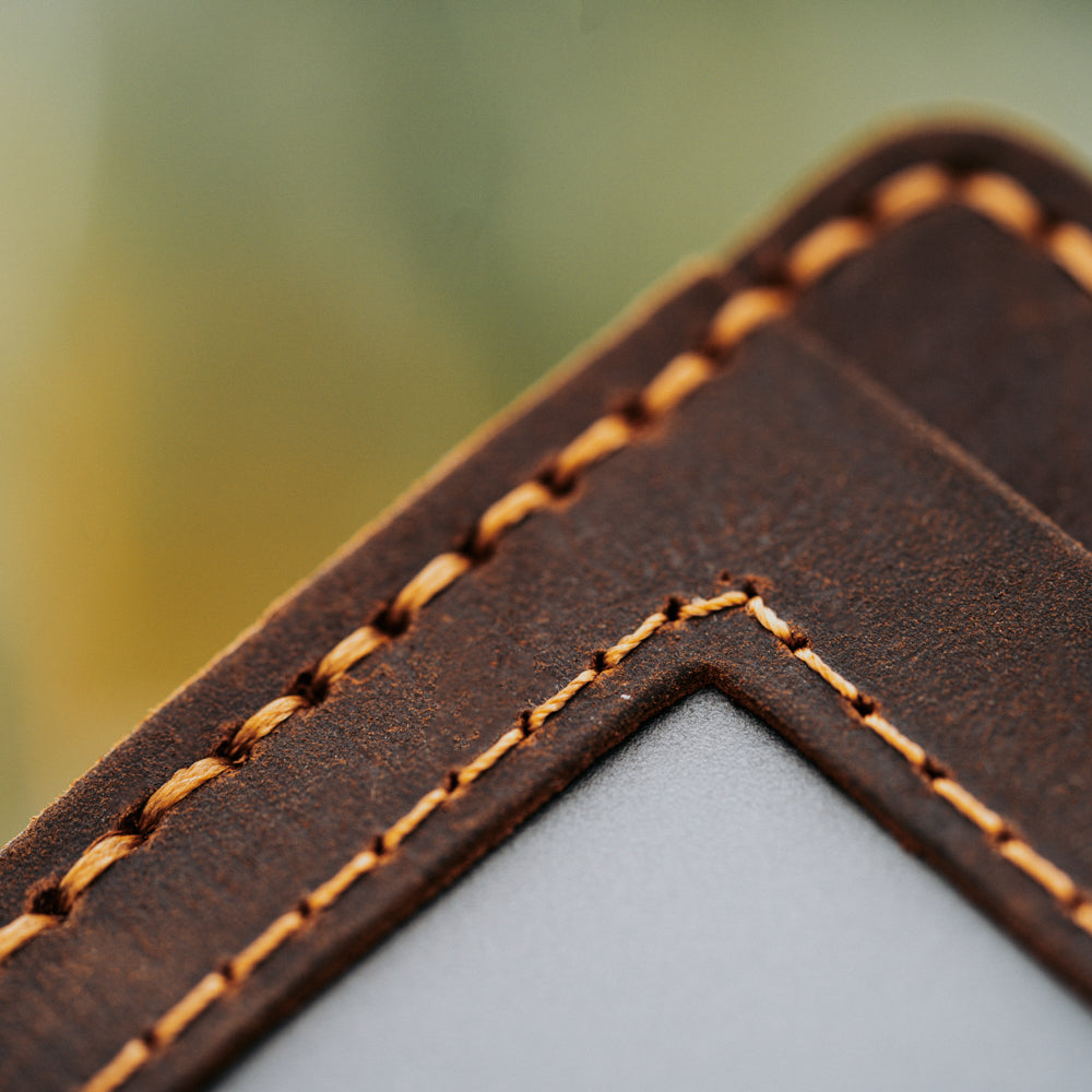 Brown Bi-Fold Coin Cards Wallet Men's Genuine Leather Wallet