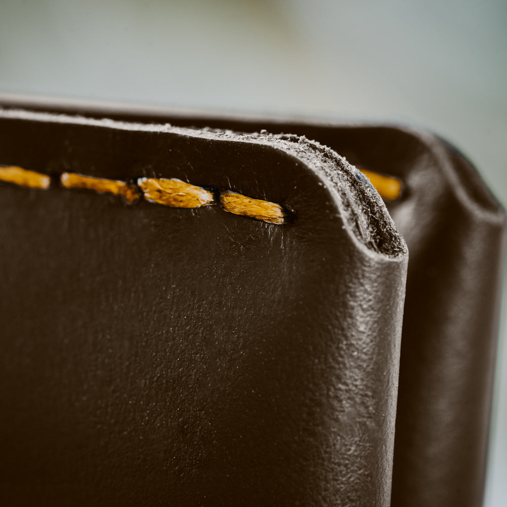 Brown Bi-fold Passport Folio Men's Genuine Leather Wallet