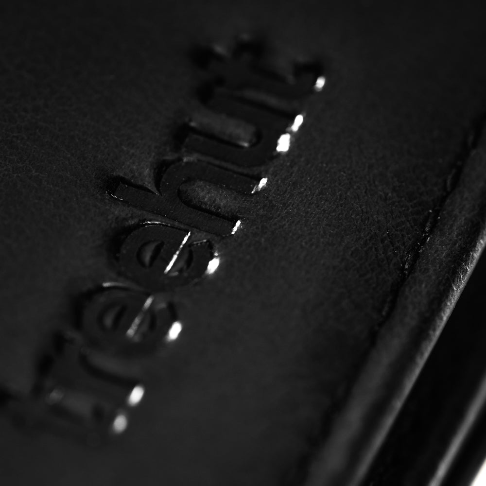 Black Tri-Fold ID Wallet Men's Genuine Leather Wallet