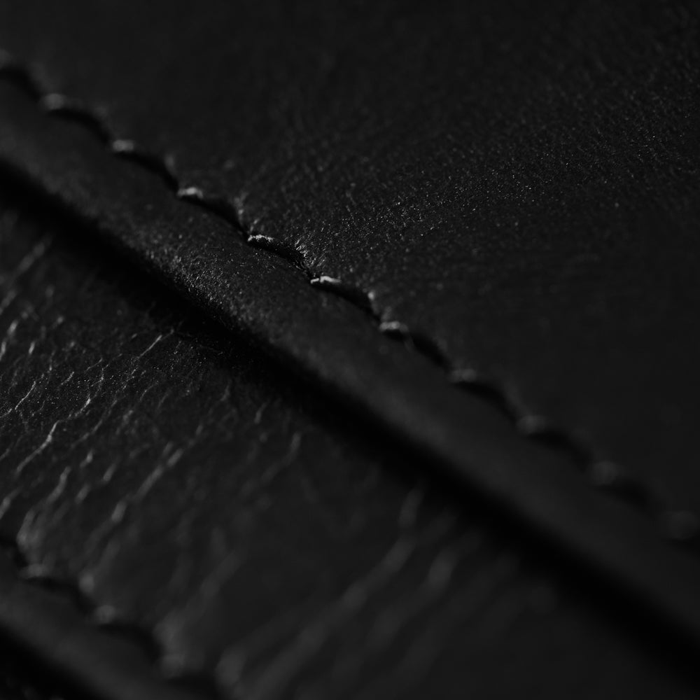 Black Tri-Fold ID Wallet Men's Genuine Leather Wallet