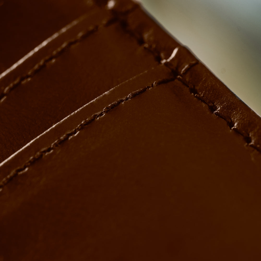 Brown Vertical Card Case With Clip Men's Genuine Leather Wallet