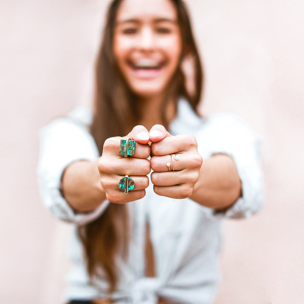 Amelia Turquoise Round Ring Women's Stone Ring