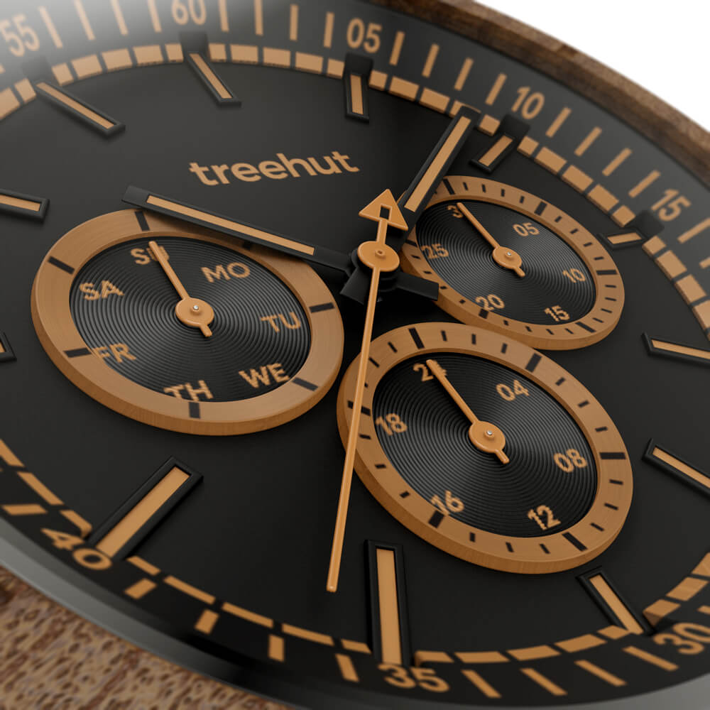 Classic Multifunction Walnut Ebony Men's Wooden Watch