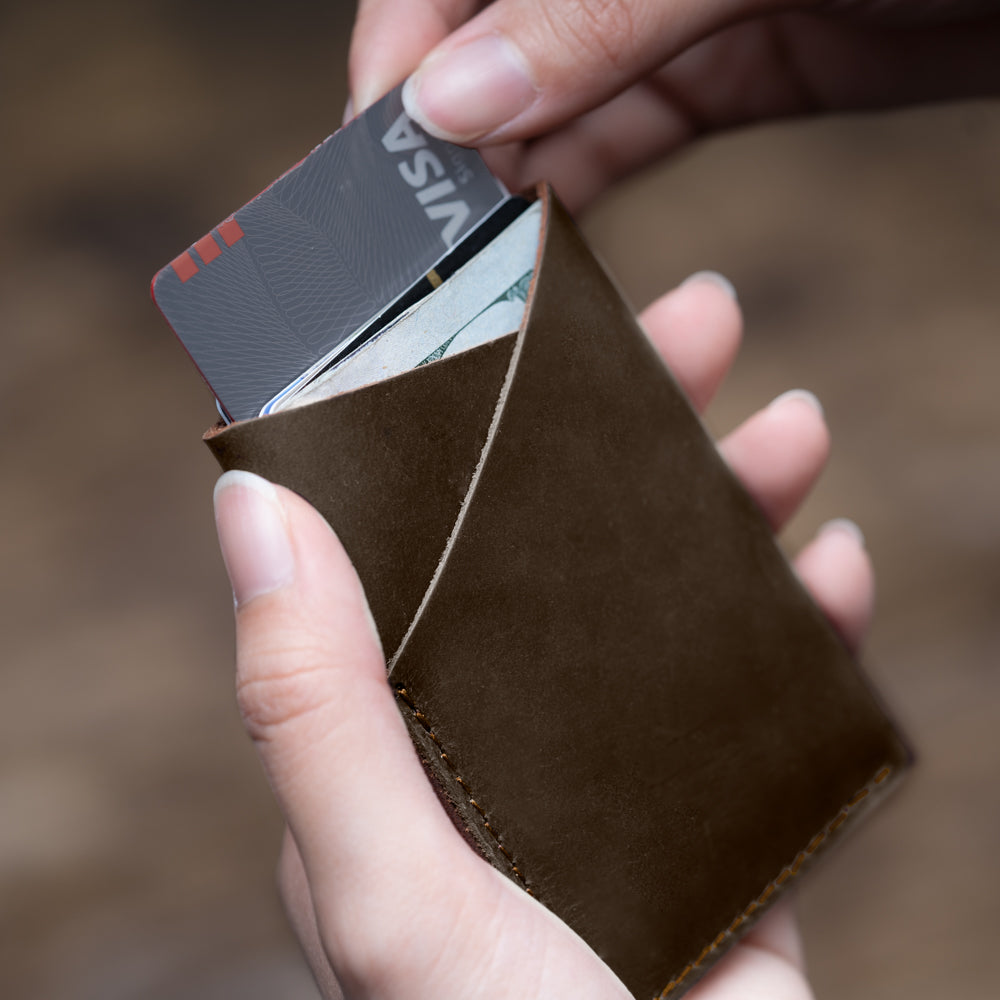 Brown Cash and Card Pouch Men's Genuine Leather Wallet