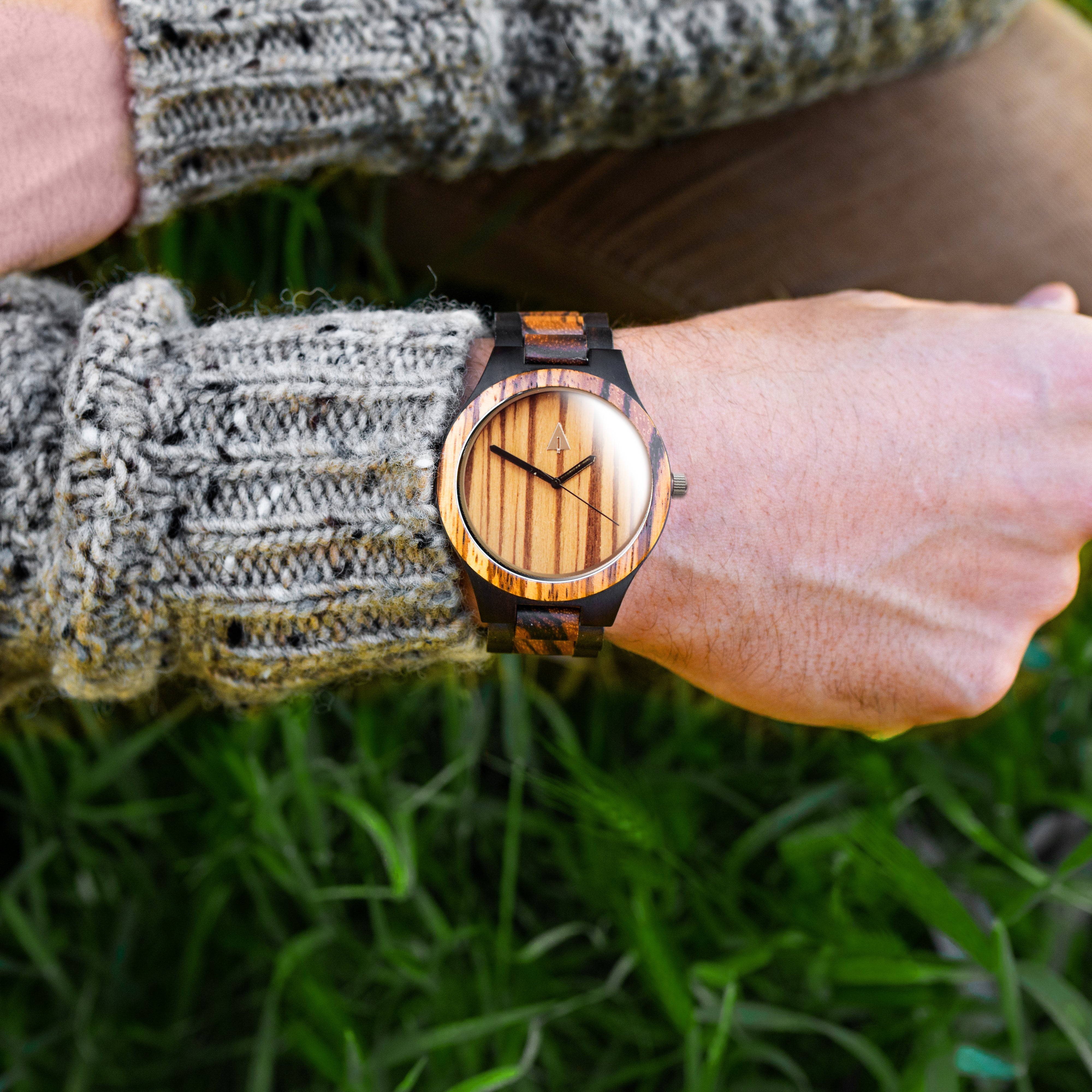 Classic Black Stainless Zebrawood River Men's Wooden Watch