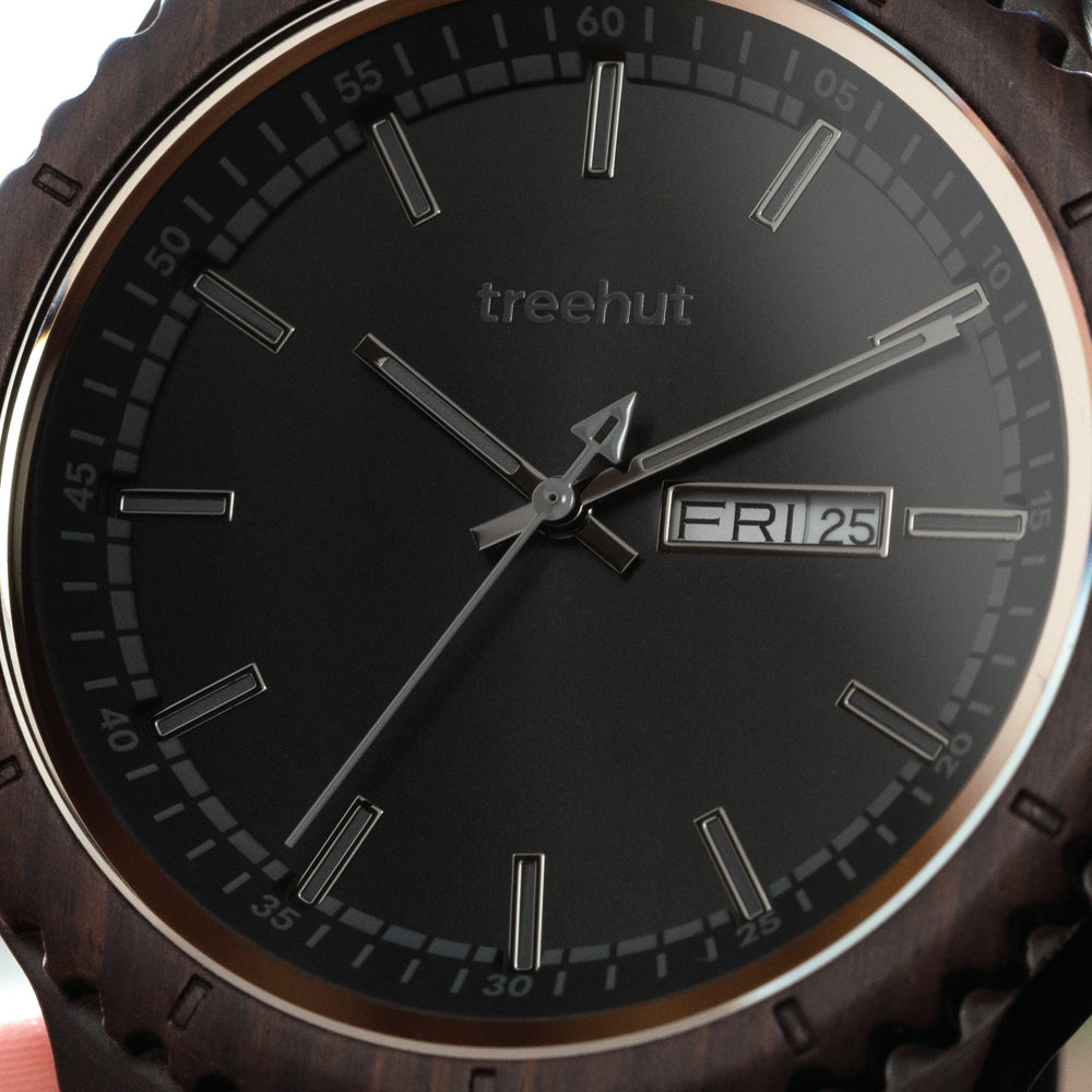Classic Day-Date Ebony Black Monochrome Men's Wooden Watch