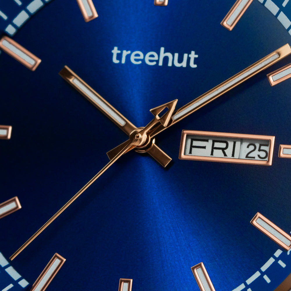 Classic Day-Date Ebony Blue Rosegold Men's Wooden Watch