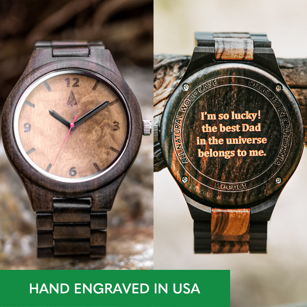 Classic Ebony Maple Burl Men's Wooden Watch