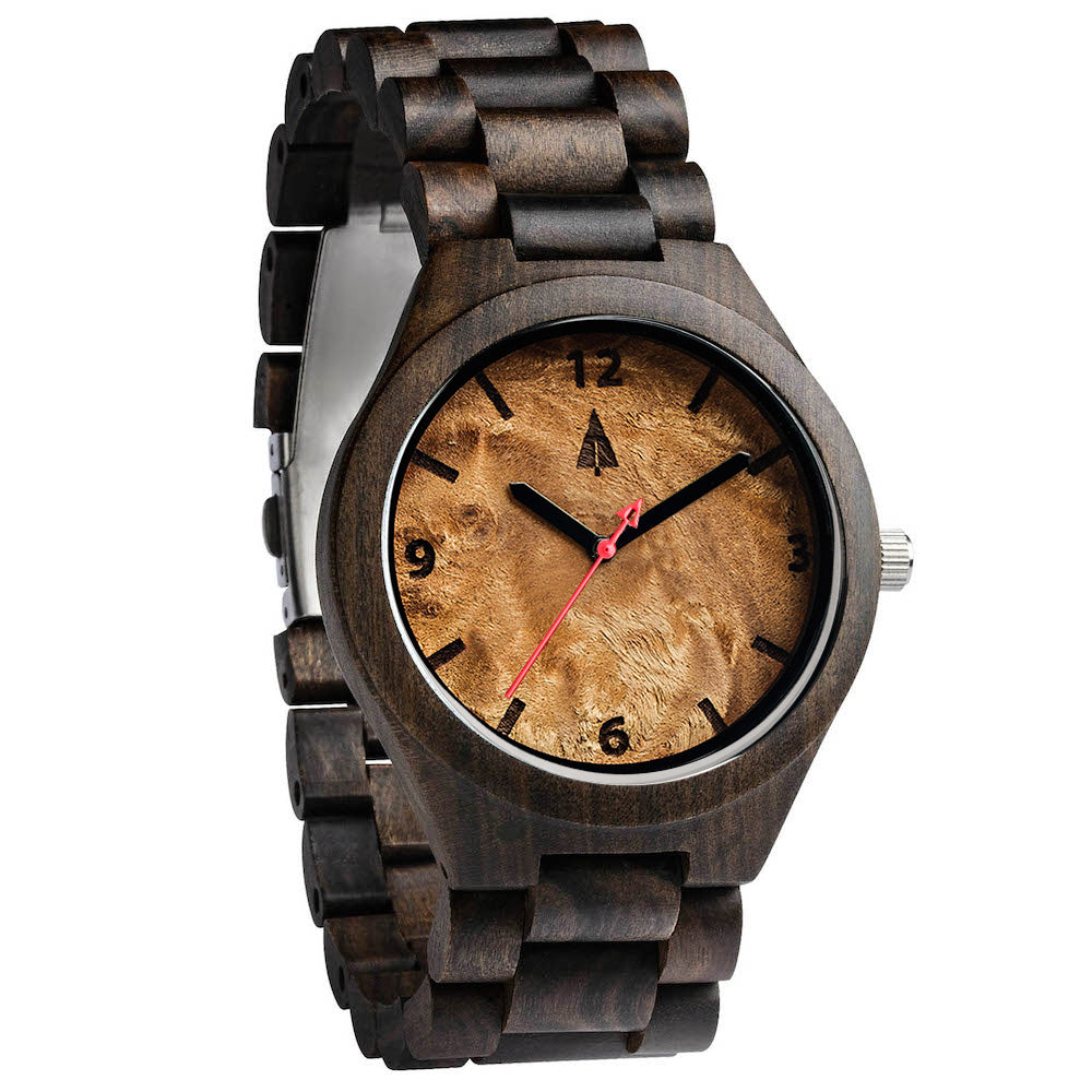 Classic Ebony Maple Burl Men's Wooden Watch
