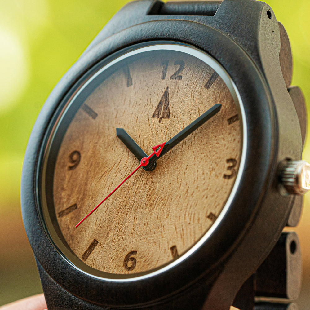 Classic Ebony Maple Burl Men's Wooden Watch