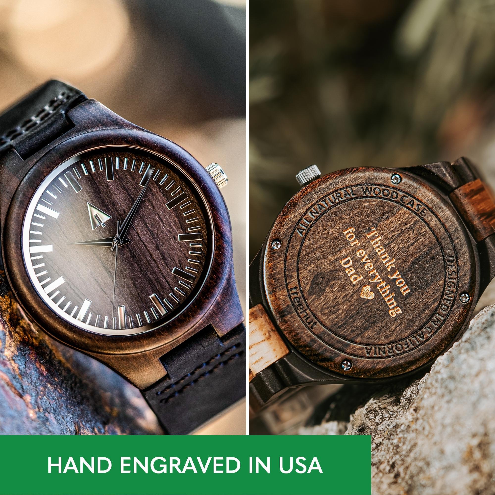 Classic Ebony Theo Monochrome leather Men's Wooden Watch