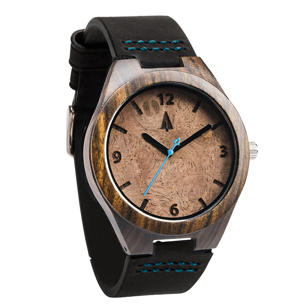 Classic Ebony Walnut Burl Men's Wooden Watch