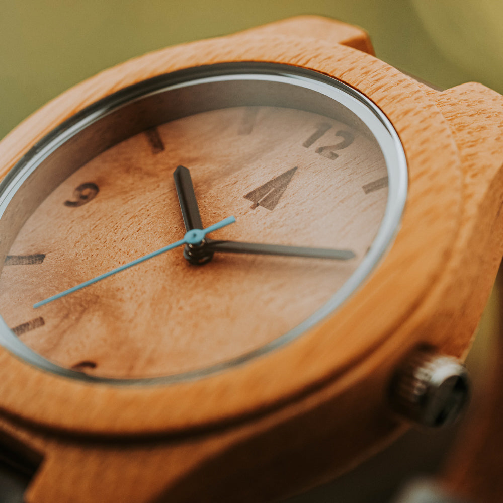 Classic Maple Burl Small Blue Women's Wooden Watch