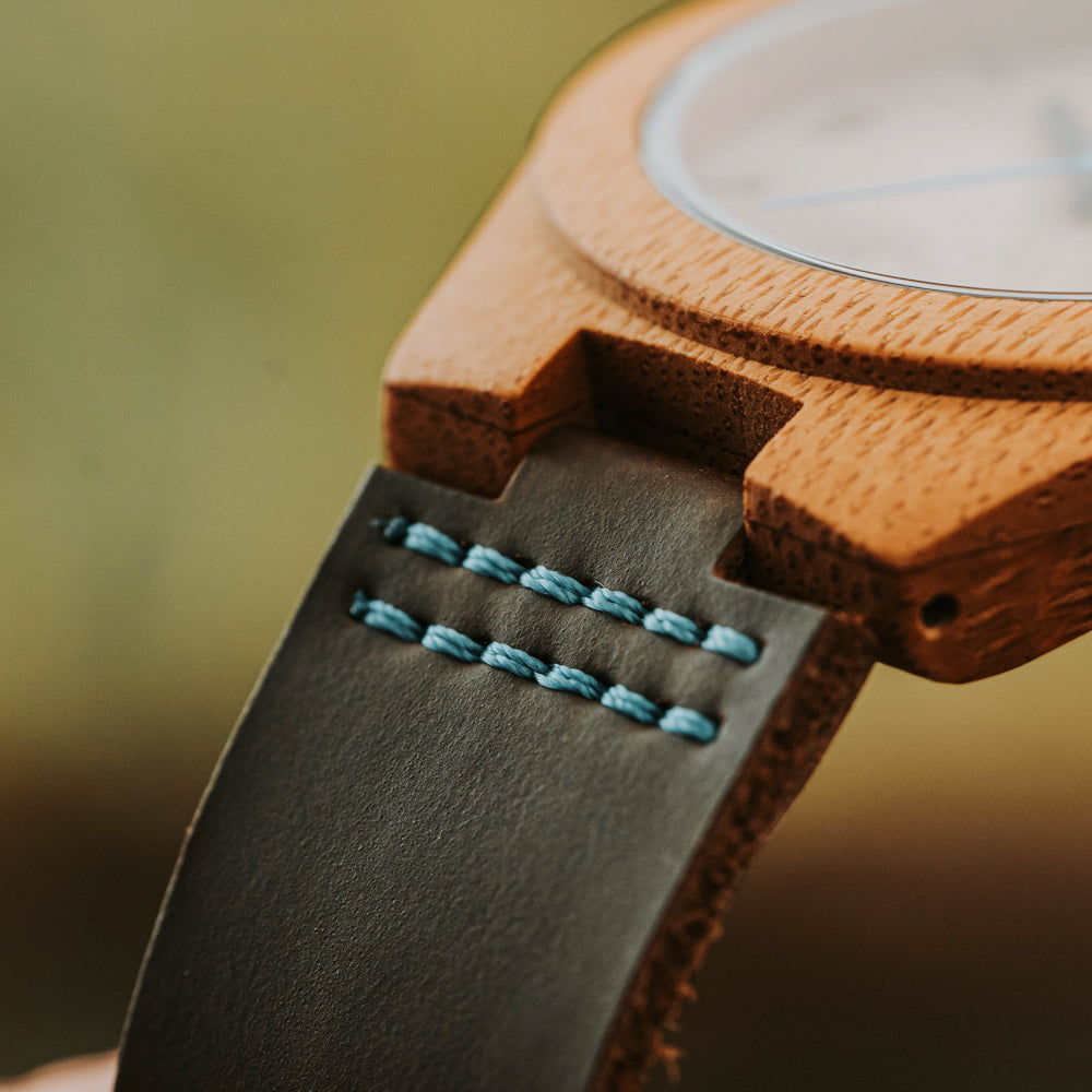 Classic Maple Burl Small Blue Women's Wooden Watch
