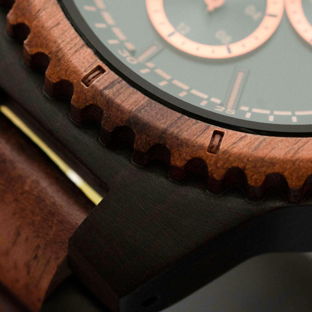 Classic Multifunction Walnut Ebony Men's Wooden Watch
