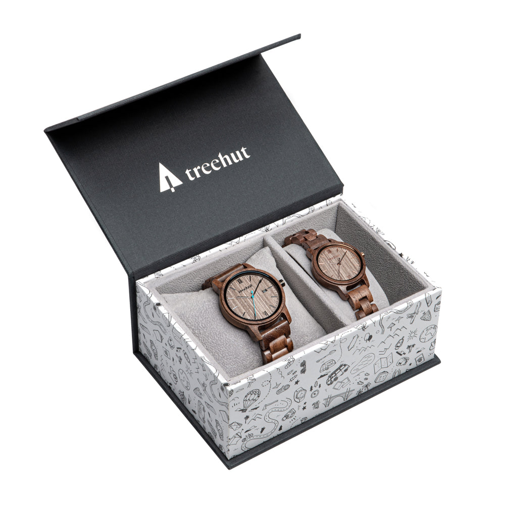Couples Odyssey Cathaya Walnut Couples Wooden Watch