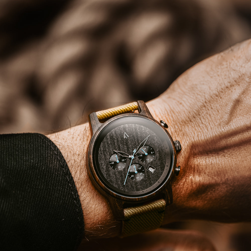 recycling men's watches with khaki strap