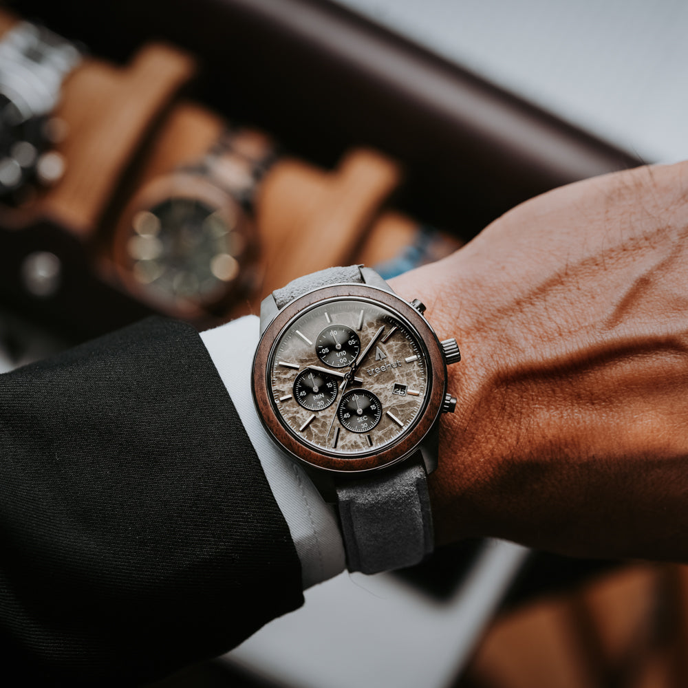 Quest Walnut Marble Grey Men's Wooden Watch